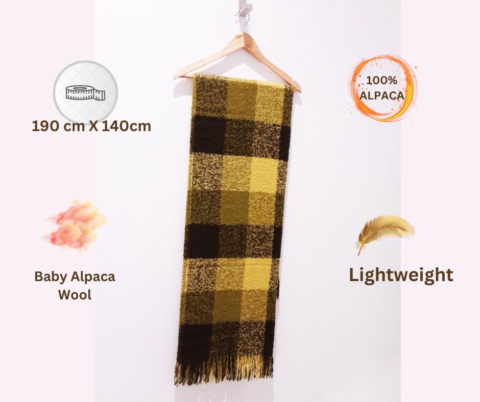Luxury Alpaca Mohair Extra Soft Throw Blanket  Green Tones