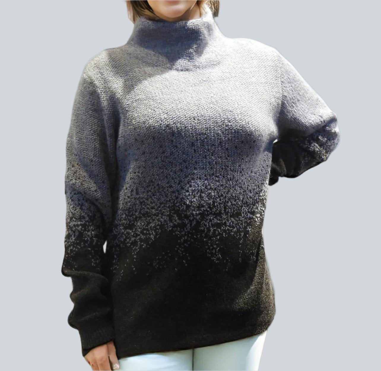 Alpaca Women’s High Neck Jacquard Knit Diesel Light Blue