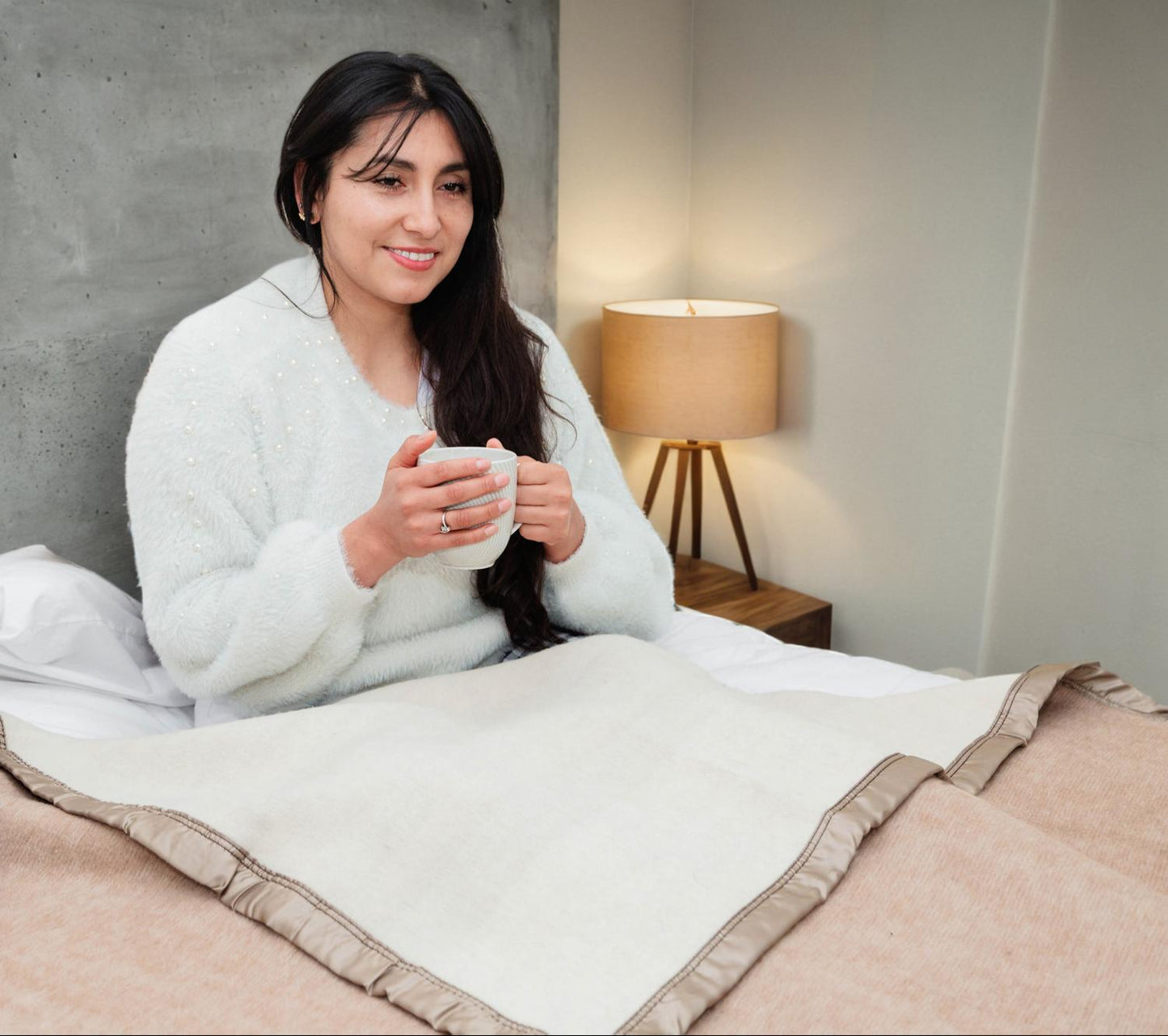 Alpaca QUEEN Blanket Double Faces Beige/Pearl