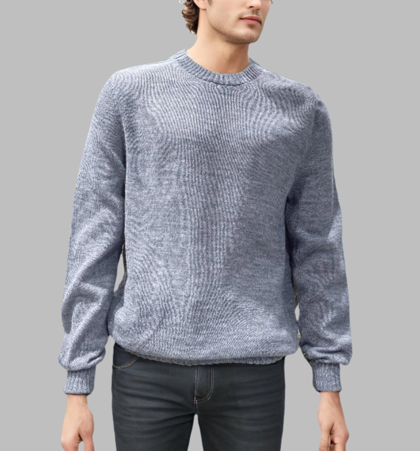 Alpaca Classic Round Neck Sweater Light Blue