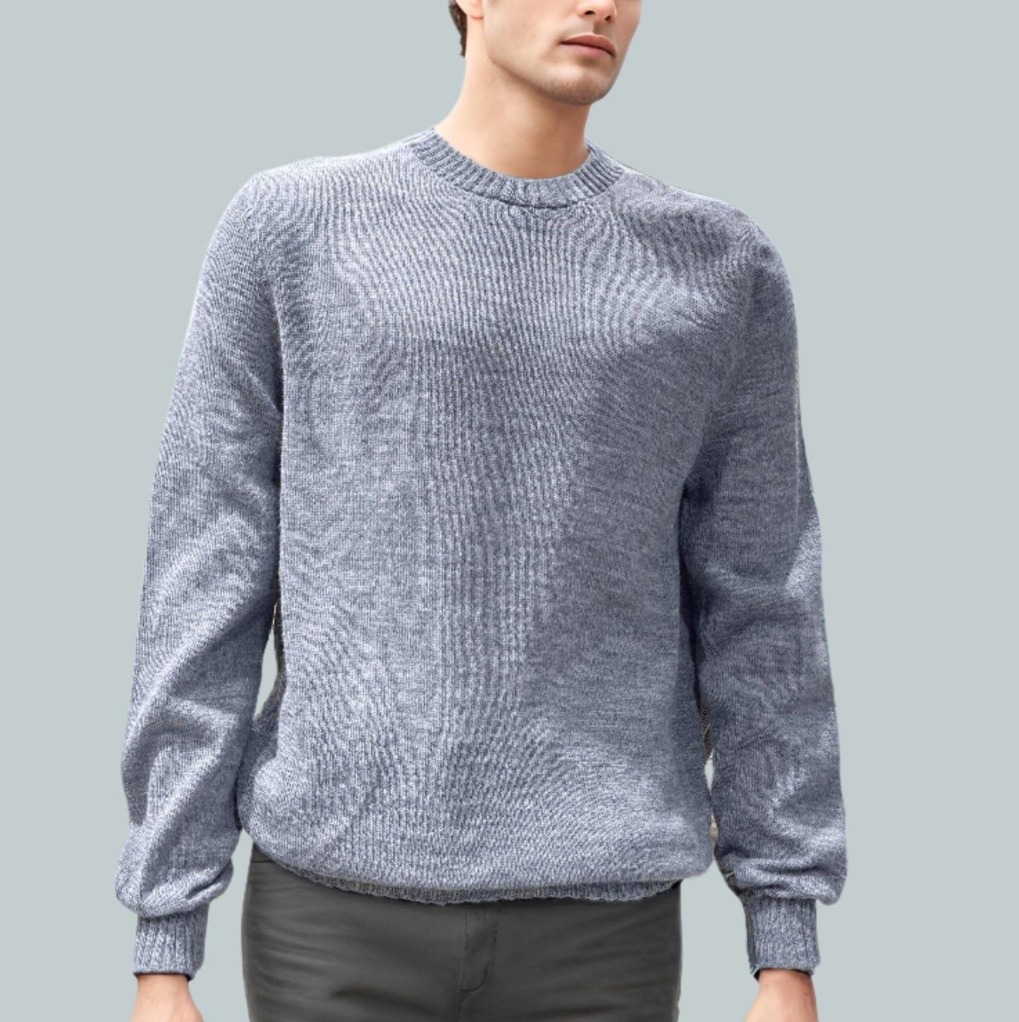 Alpaca Classic Round Neck Sweater Light Blue