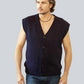 Alpaca Vest for Men Jacquard Pattern in Blue