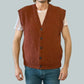 Alpaca Vest for Men Jacquard Pattern in Terracotta