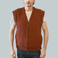 Alpaca Vest for Men Jacquard Pattern in Terracotta