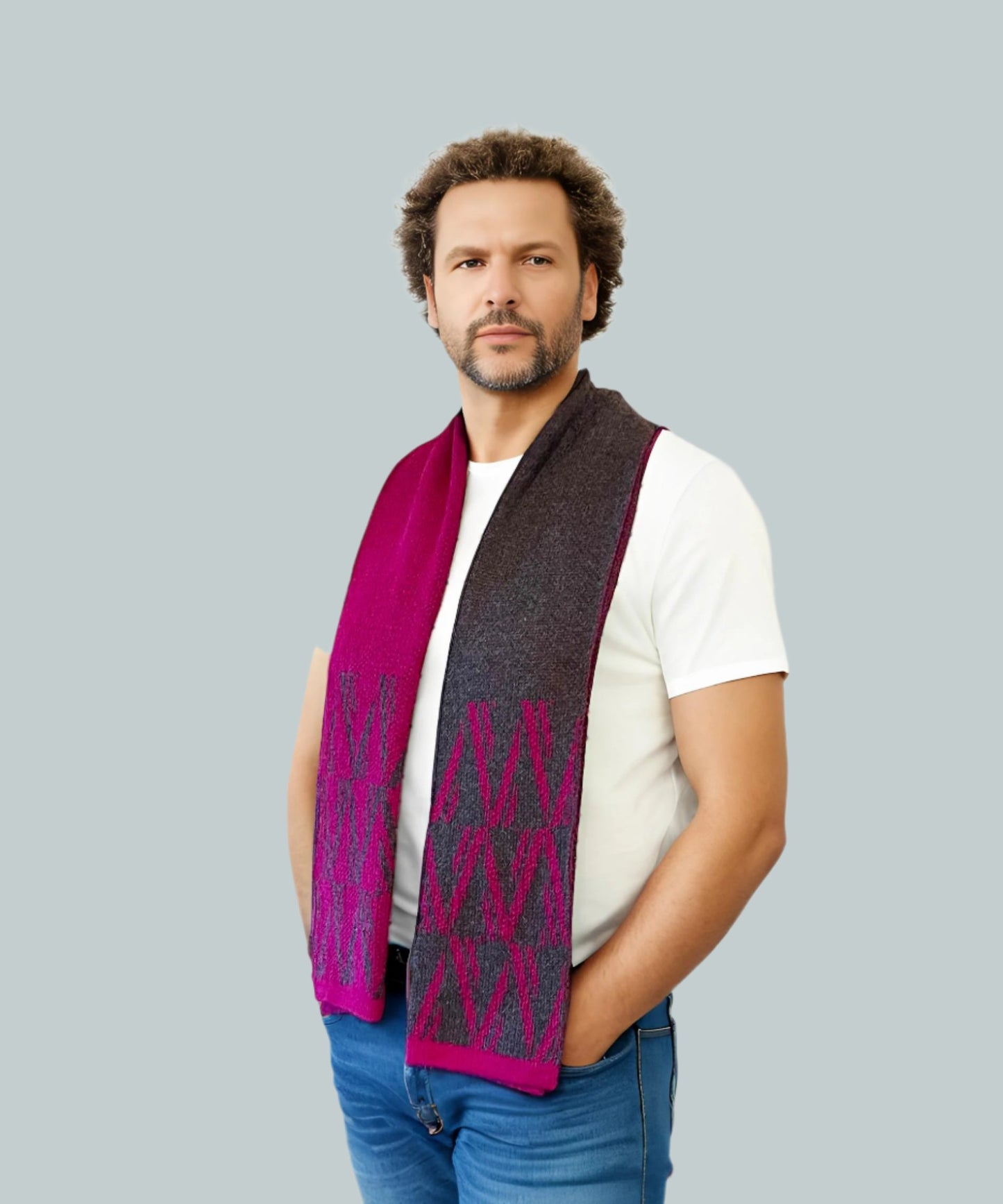 Alpaca Unisex Scarf Mountain Fuchsia/Charcoal