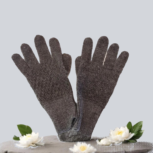 Alpaca Jacquard gloves Gray