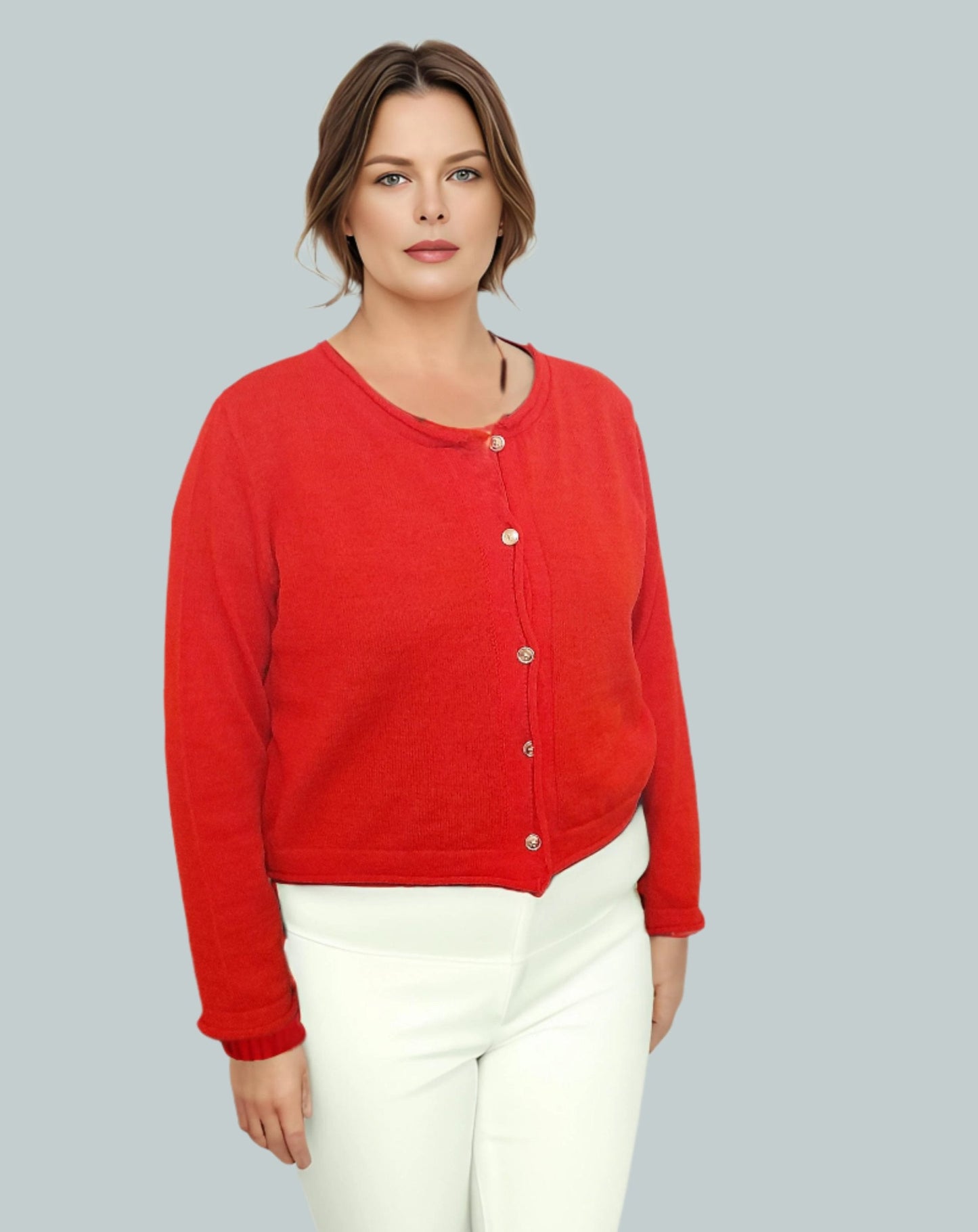 Alpaca  Cardigan Classy Jersey Roll Up Neckline