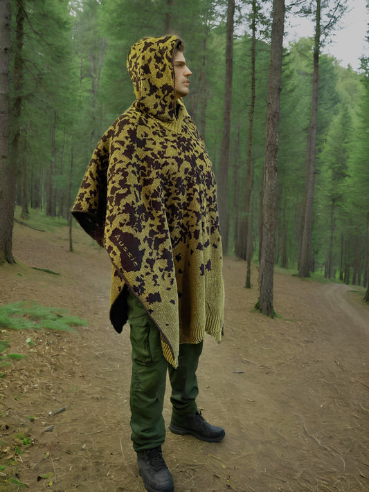 Australian Alpaca Thick Poncho Hooded, CAMO green