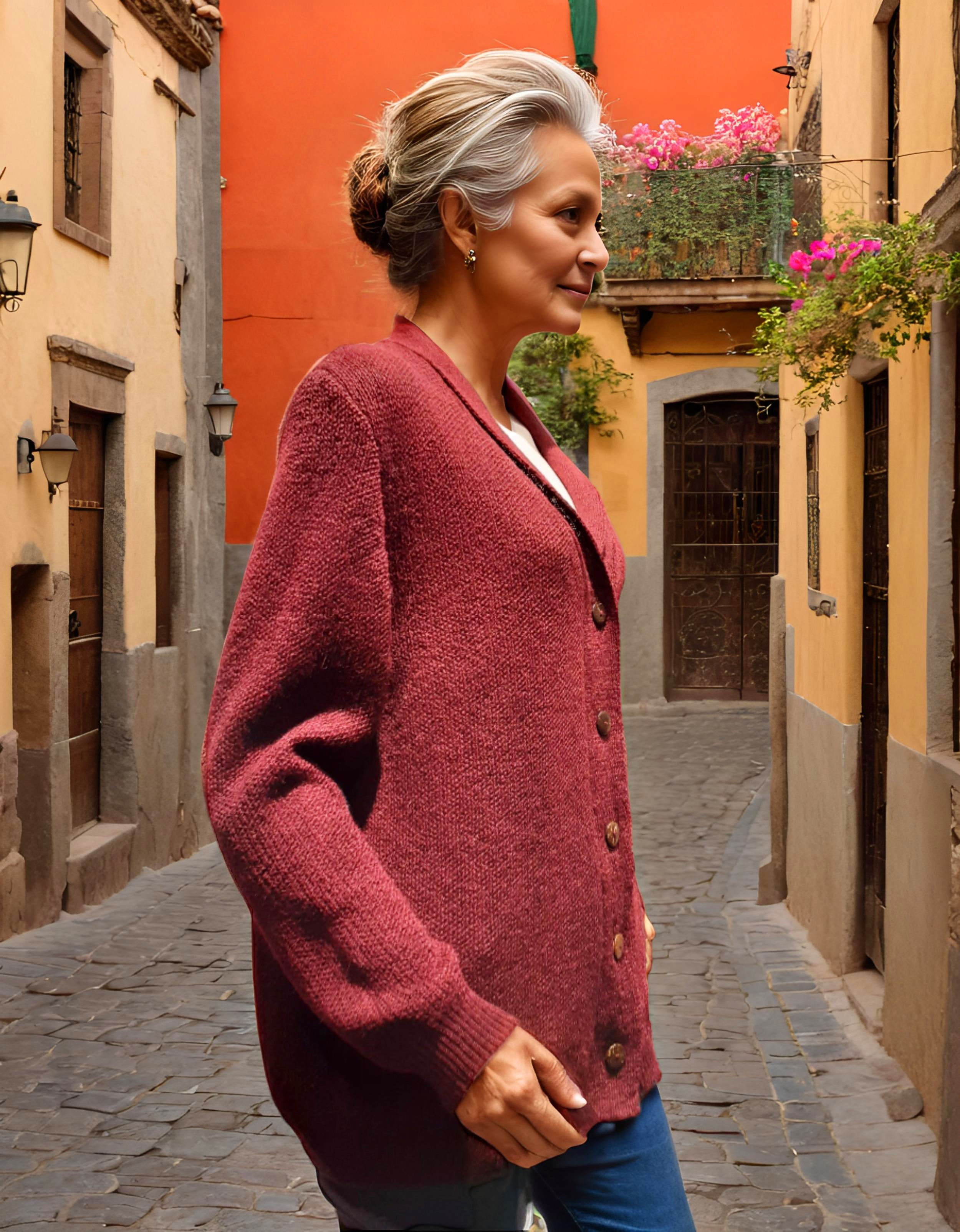 Alpaca Cardigan Lady Cherry Color Alpaca Shop Australia