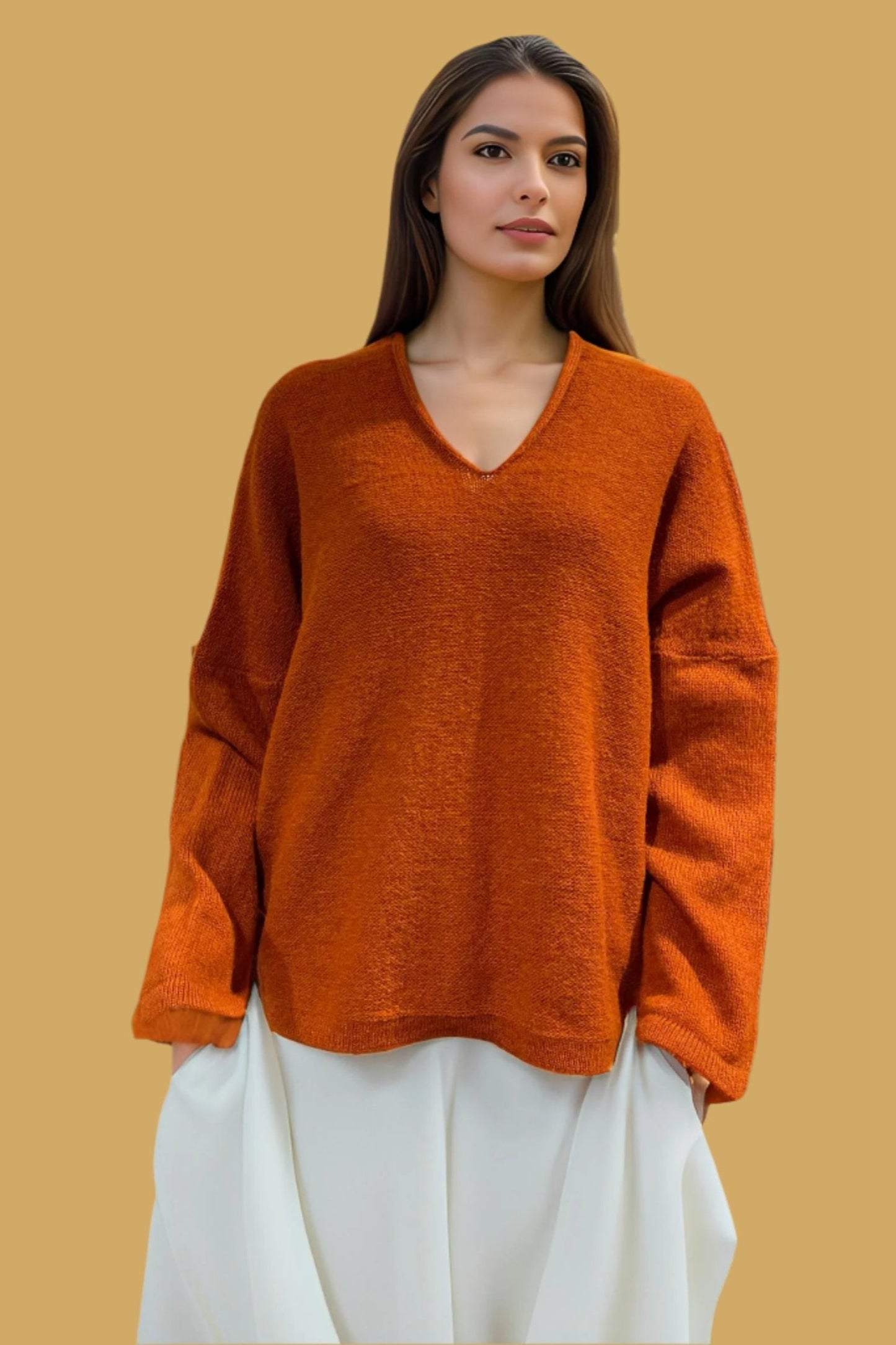 Alpaca Mohair Pullover Orange