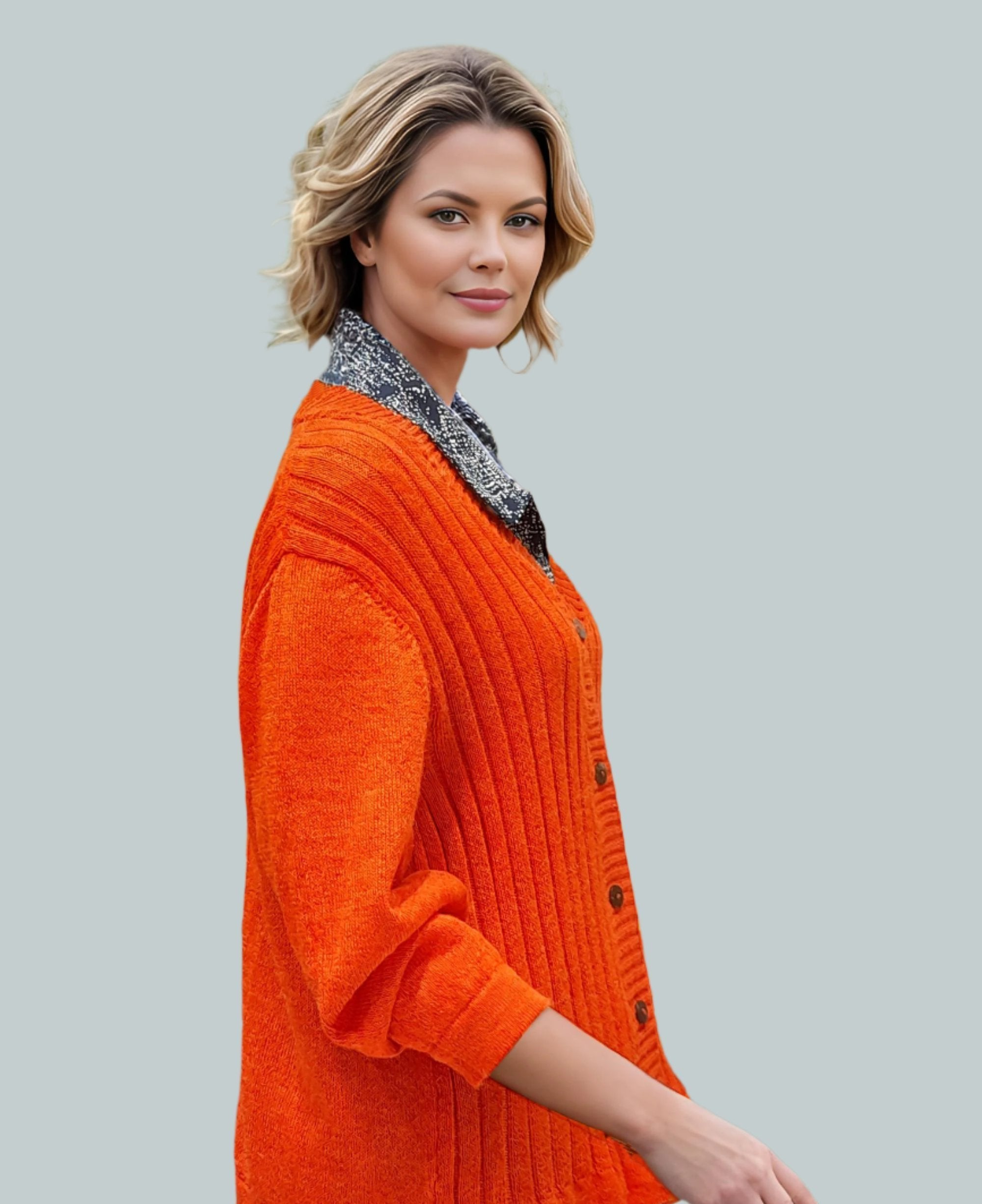 Alpaca Light 3 4 Sleeve Cardigan Orange Alpaca Shop Australia