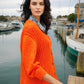 Alpaca Light 3/4 Sleeve Cardigan Orange