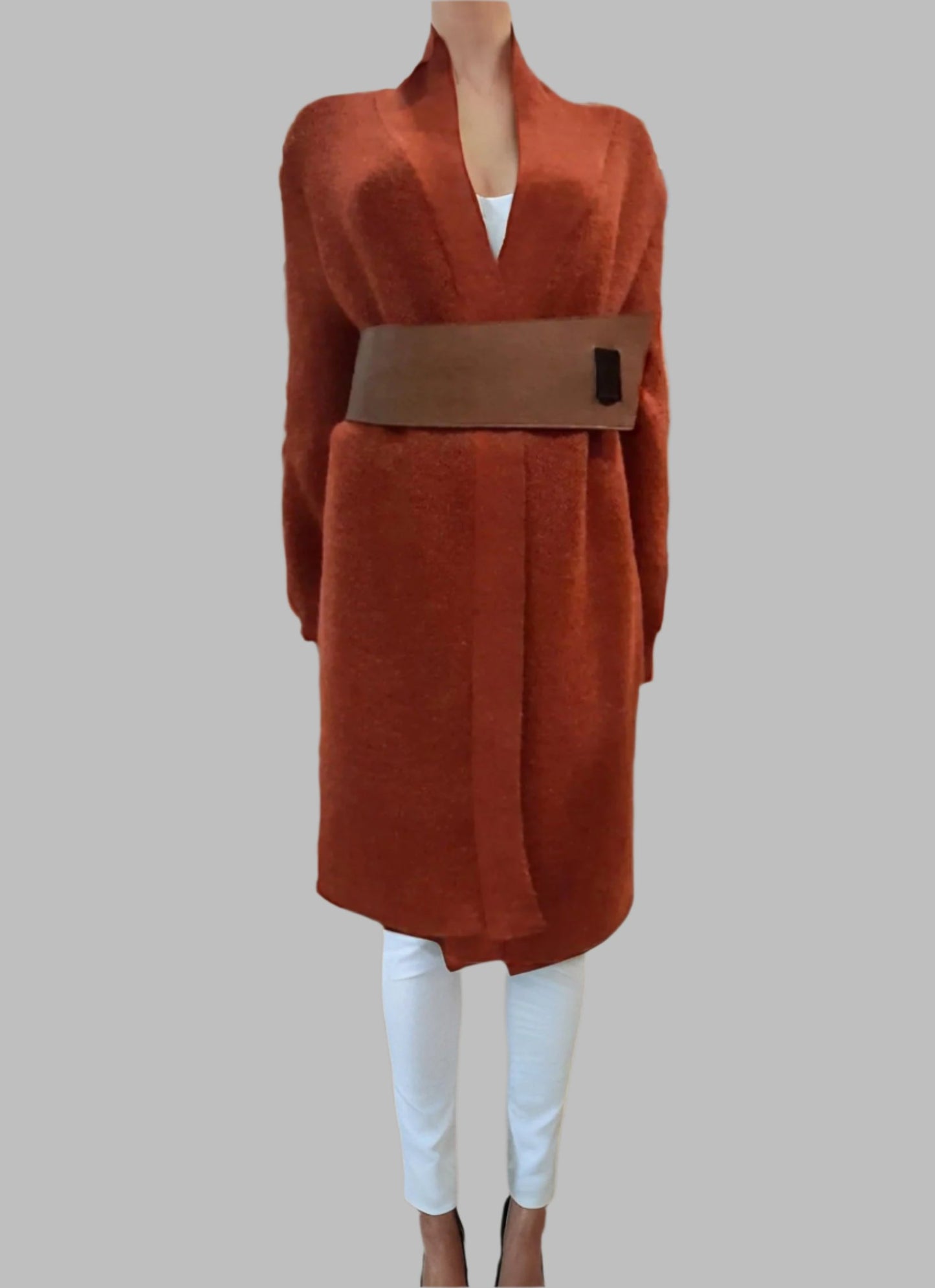 Alpaca Jacquard Coat Terracotta