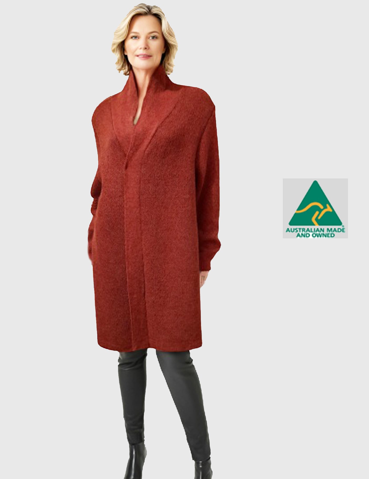 Alpaca Jacquard Coat Terracotta