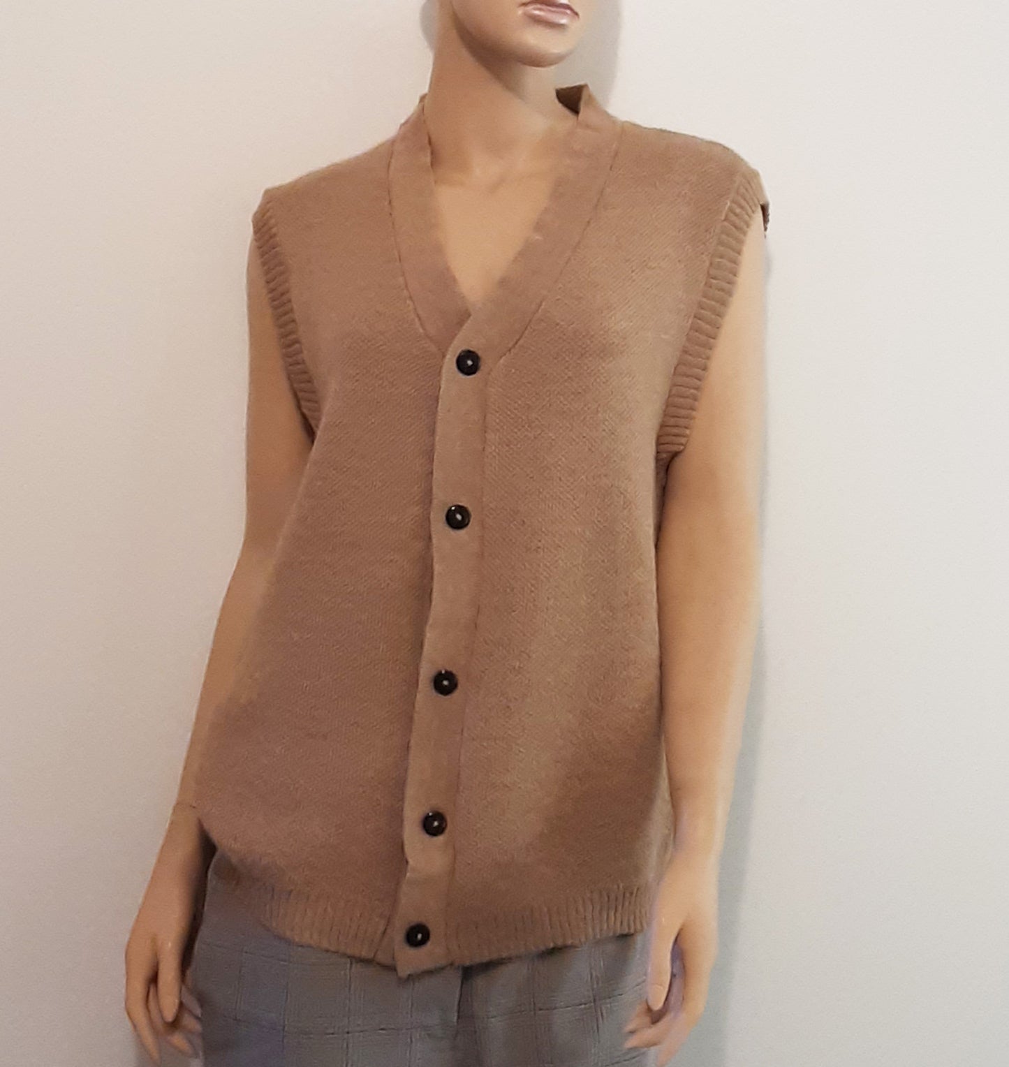 Alpaca Women's Button Up Pullover Vest Beige