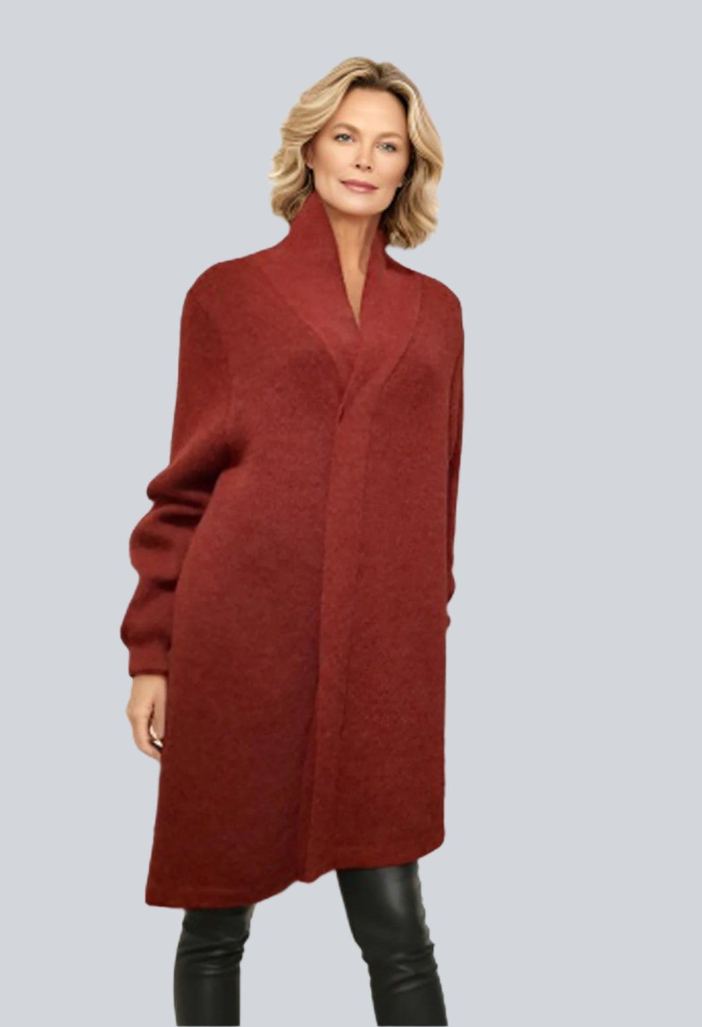 Alpaca Jacquard Coat Terracotta