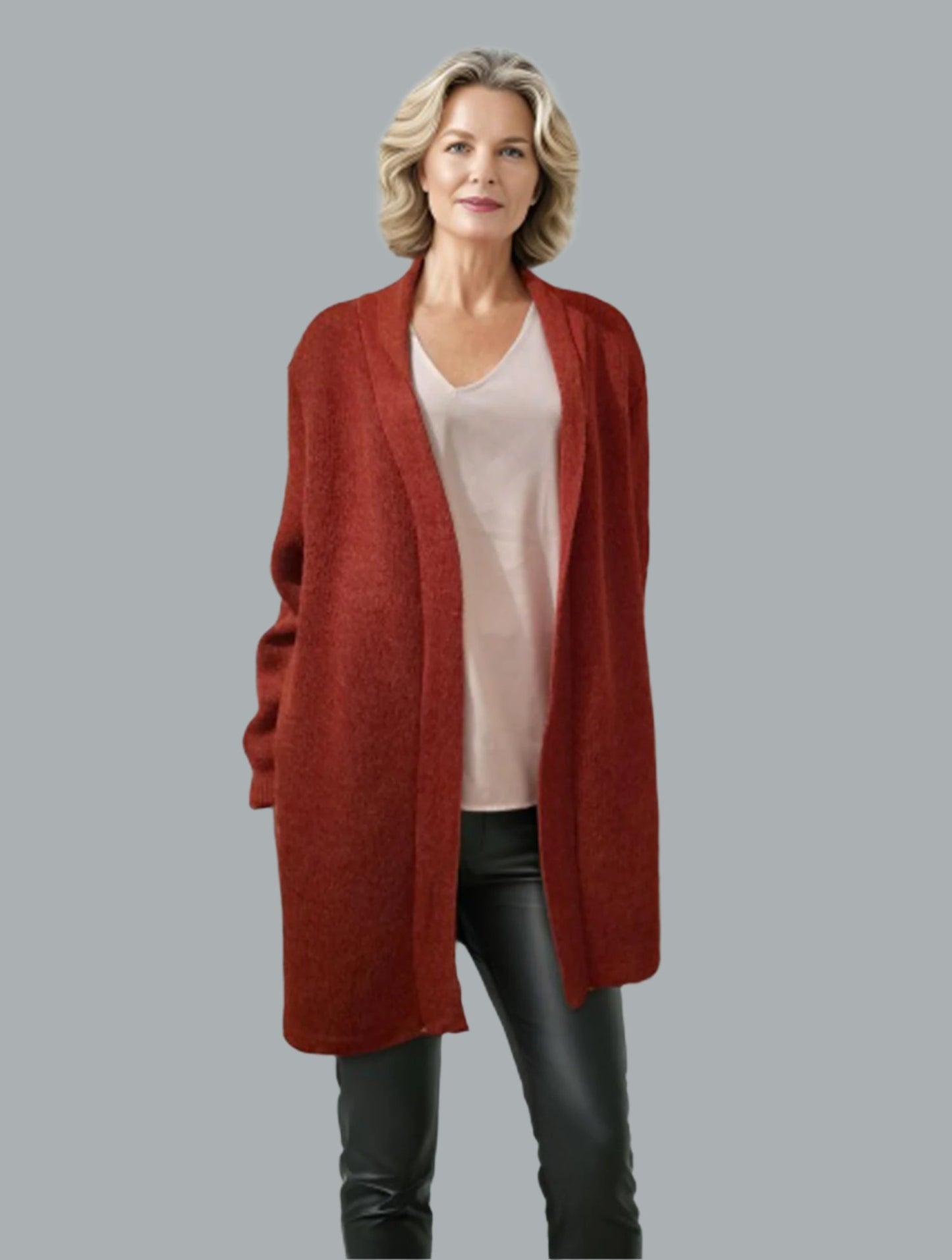 Alpaca Jacquard Coat Terracotta