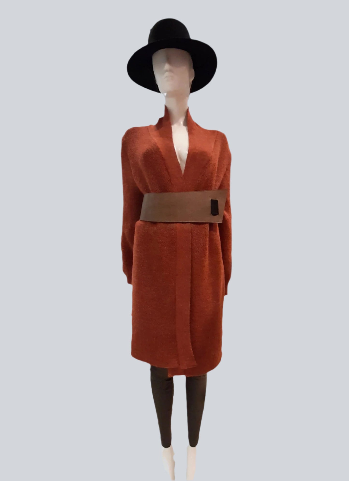 Alpaca Jacquard Coat Terracotta