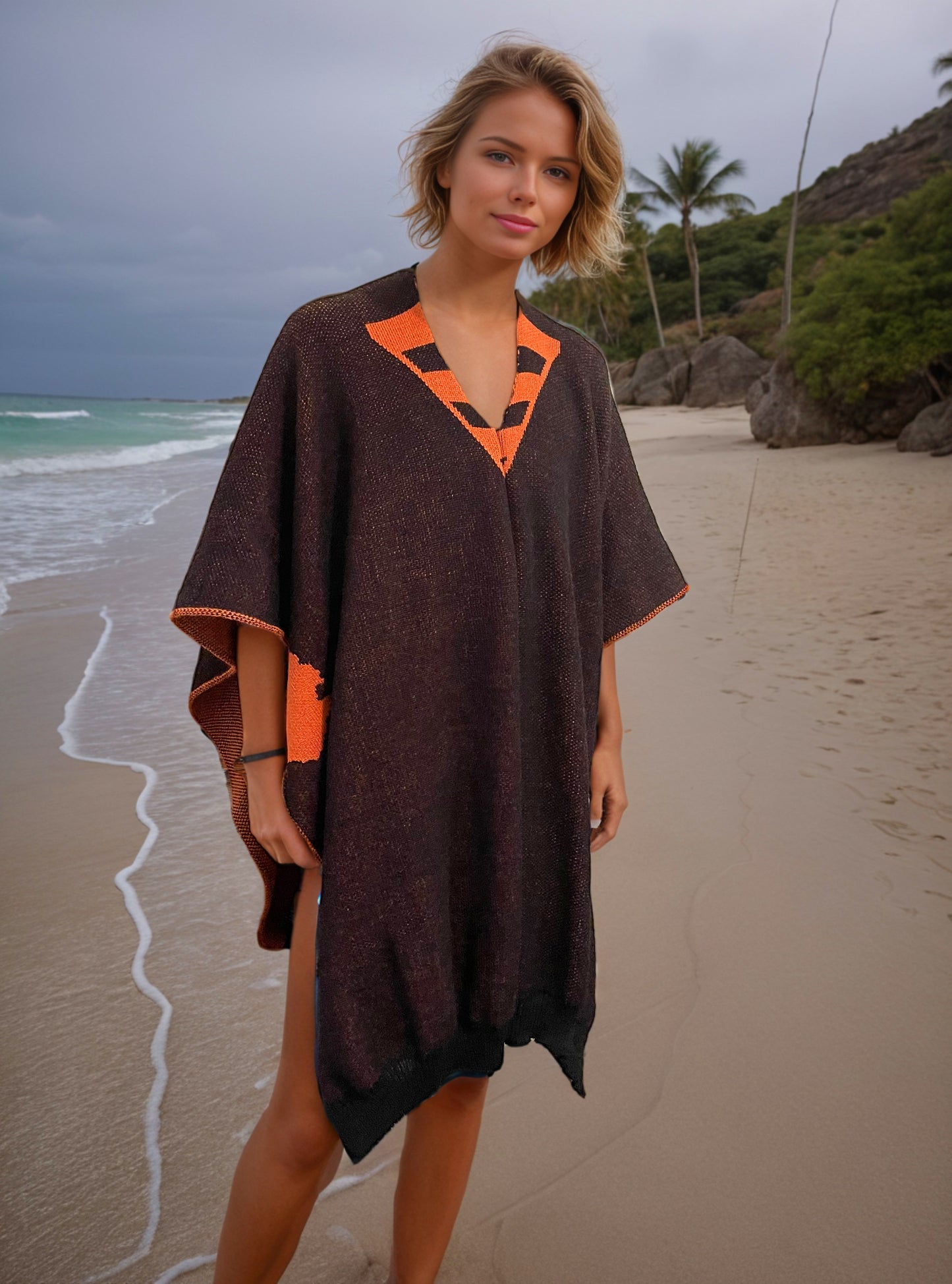 Australian Alpaca Unisex Thick Poncho Byron Bay Design