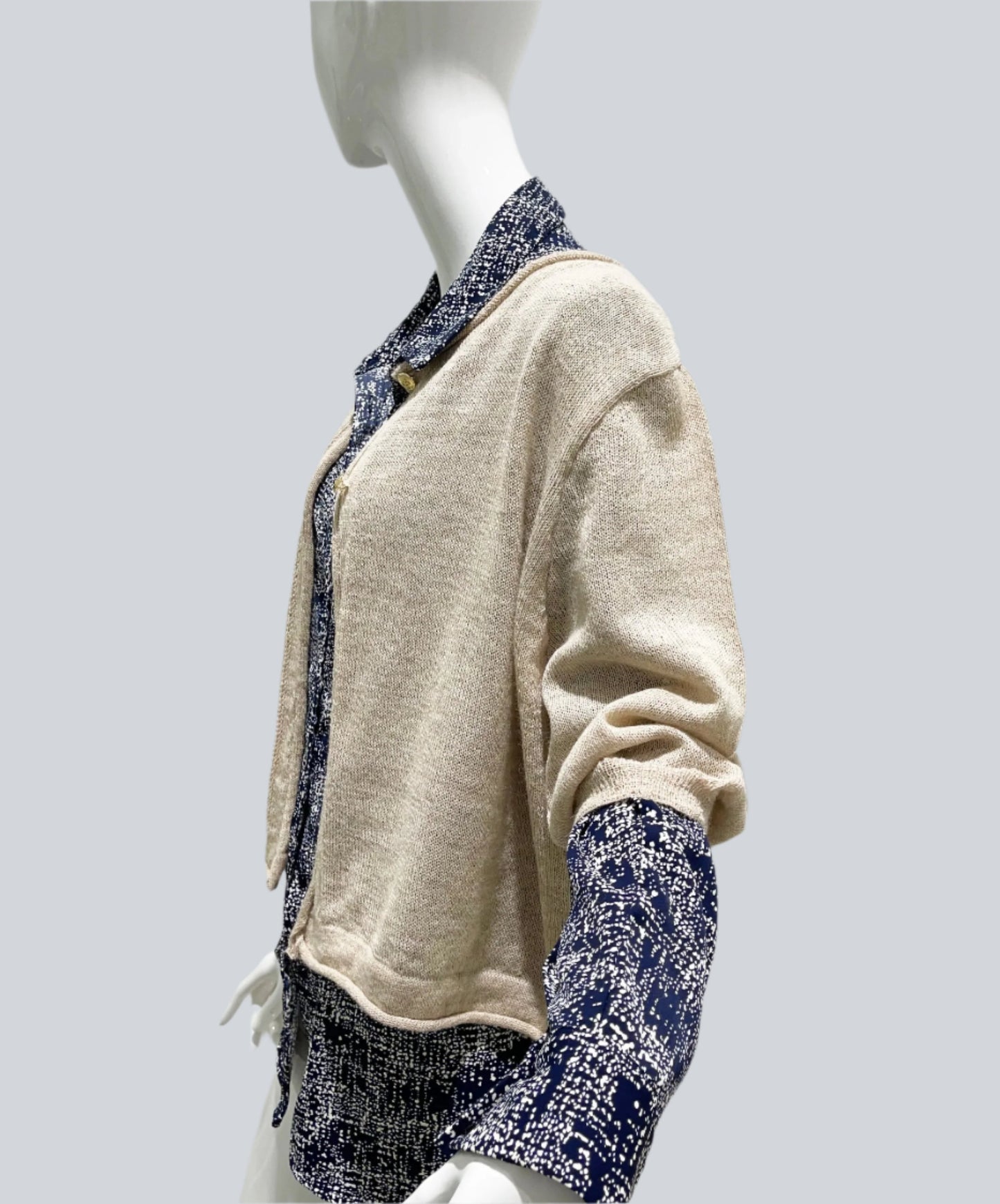 Light Knit Alpaca  Cardigan Short Sleeve Natural Beige