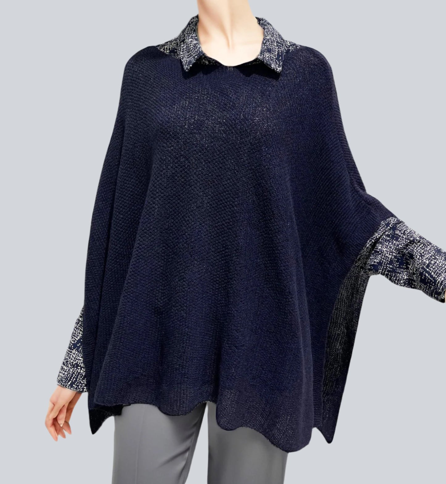 Alpaca Light Knit Poncho Rice Grain