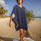 Australian Alpaca Unisex Thick Poncho Byron Bay Design Blue