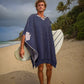 Australian Alpaca Unisex Thick Poncho Byron Bay Design Blue