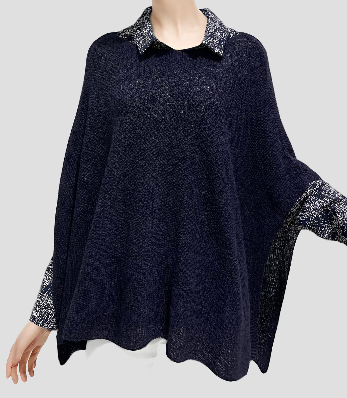 Alpaca Light Knit Poncho Rice Grain