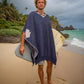 Australian Alpaca Unisex Thick Poncho Byron Bay Design Blue