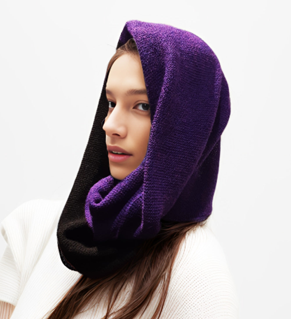 Alpaca Scarf Bi-color Black-Lilac