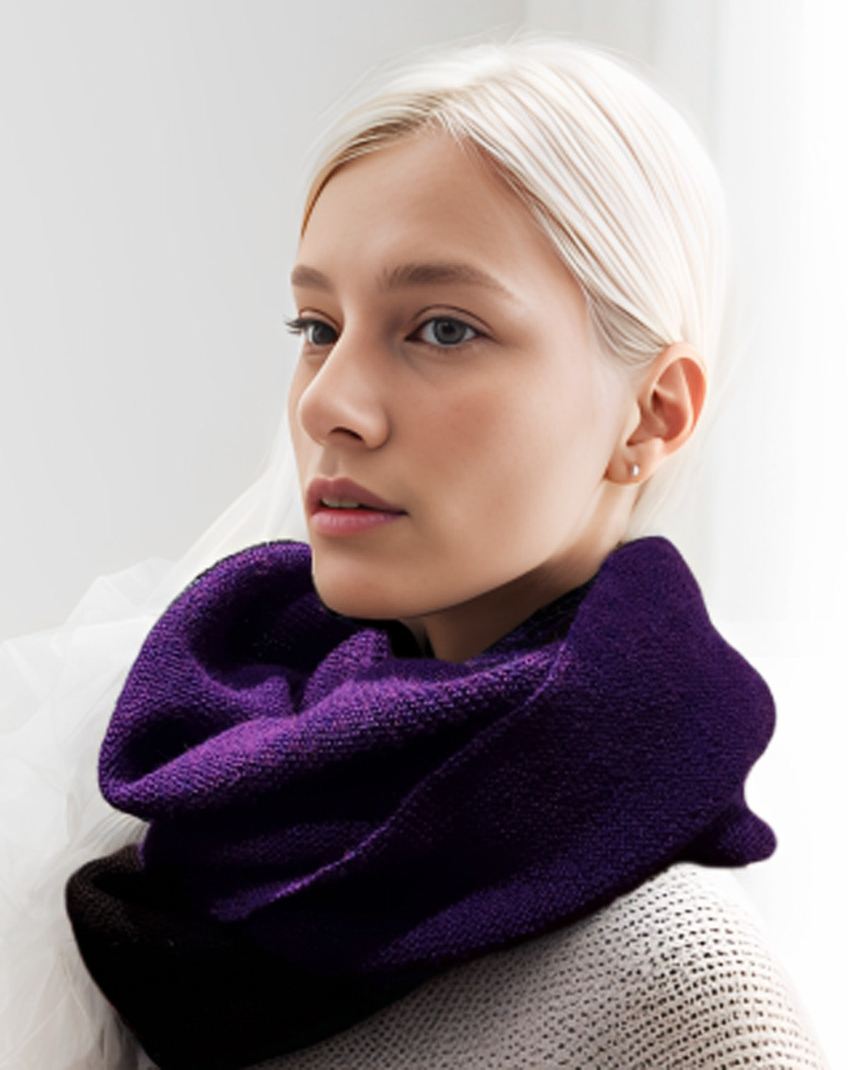 Alpaca Scarf Bi-color Black-Lilac