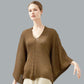 Alpaca Light Knit Poncho Rice Grain Natural Camel