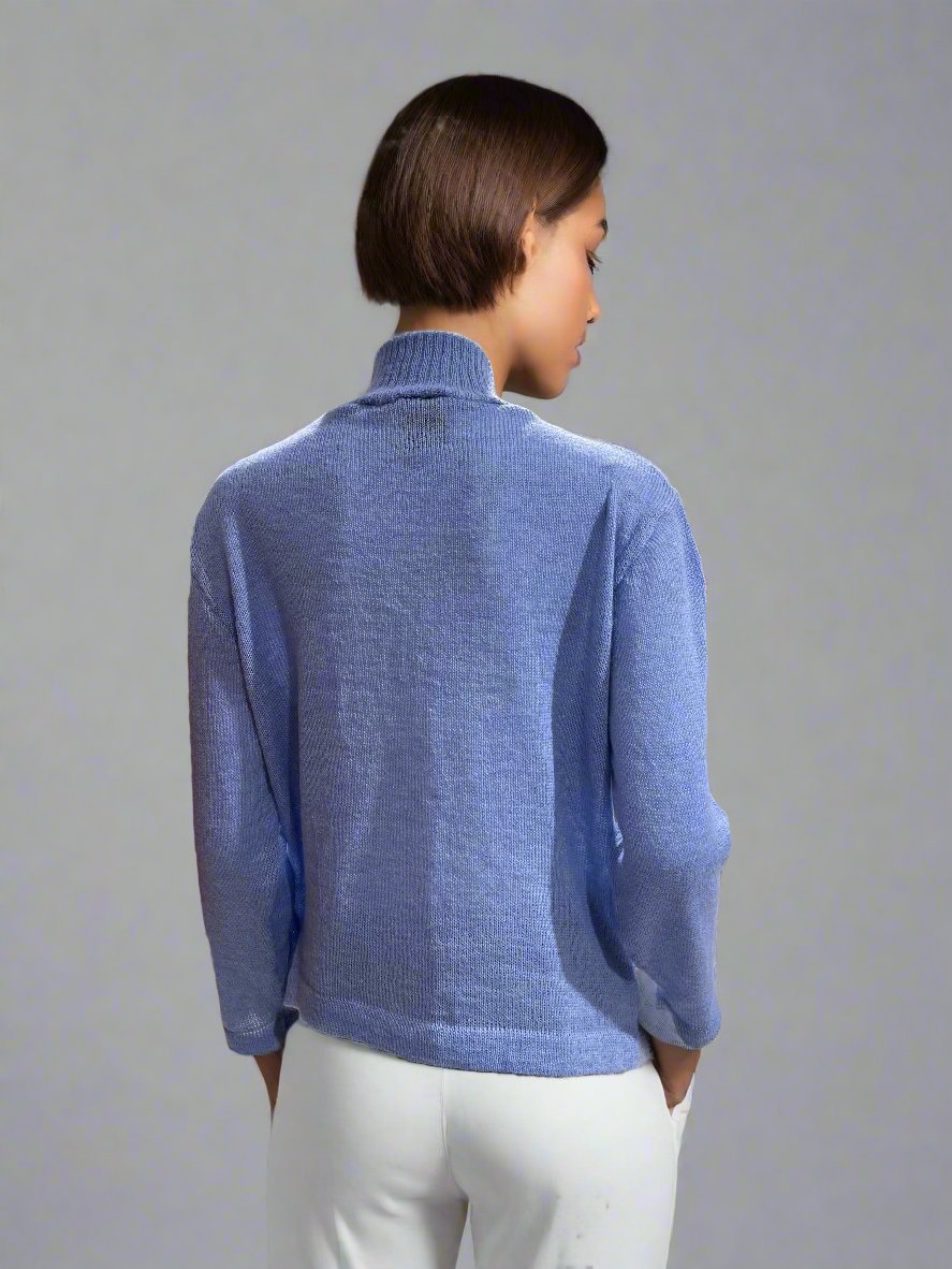 Baby Alpaca Pullover Turtleneck Sky Blue