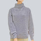 Alpaca Women’s High Neck Red Jacquard Knit Sky Blue