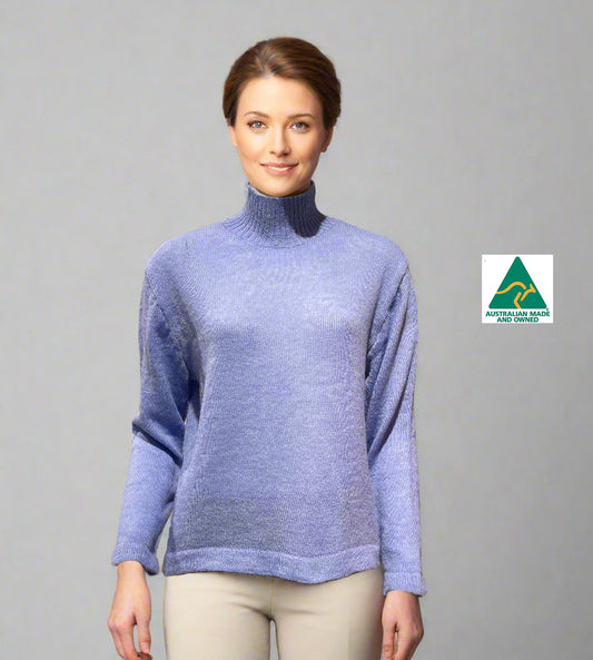 Baby Alpaca Pullover Turtleneck Sky Blue