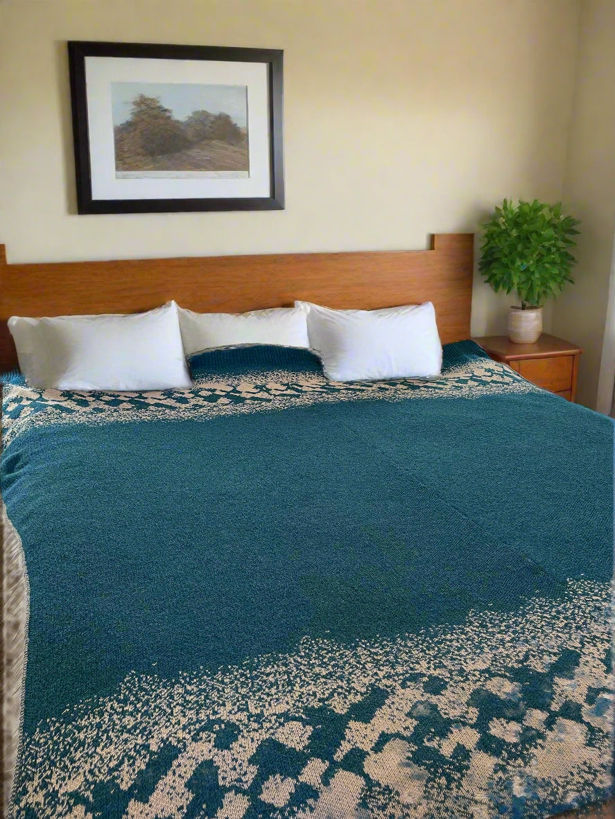 Australian Alpaca Blanket Turquoise/Pearl