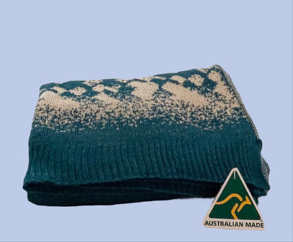 Australian Alpaca Blanket Turquoise/Pearl