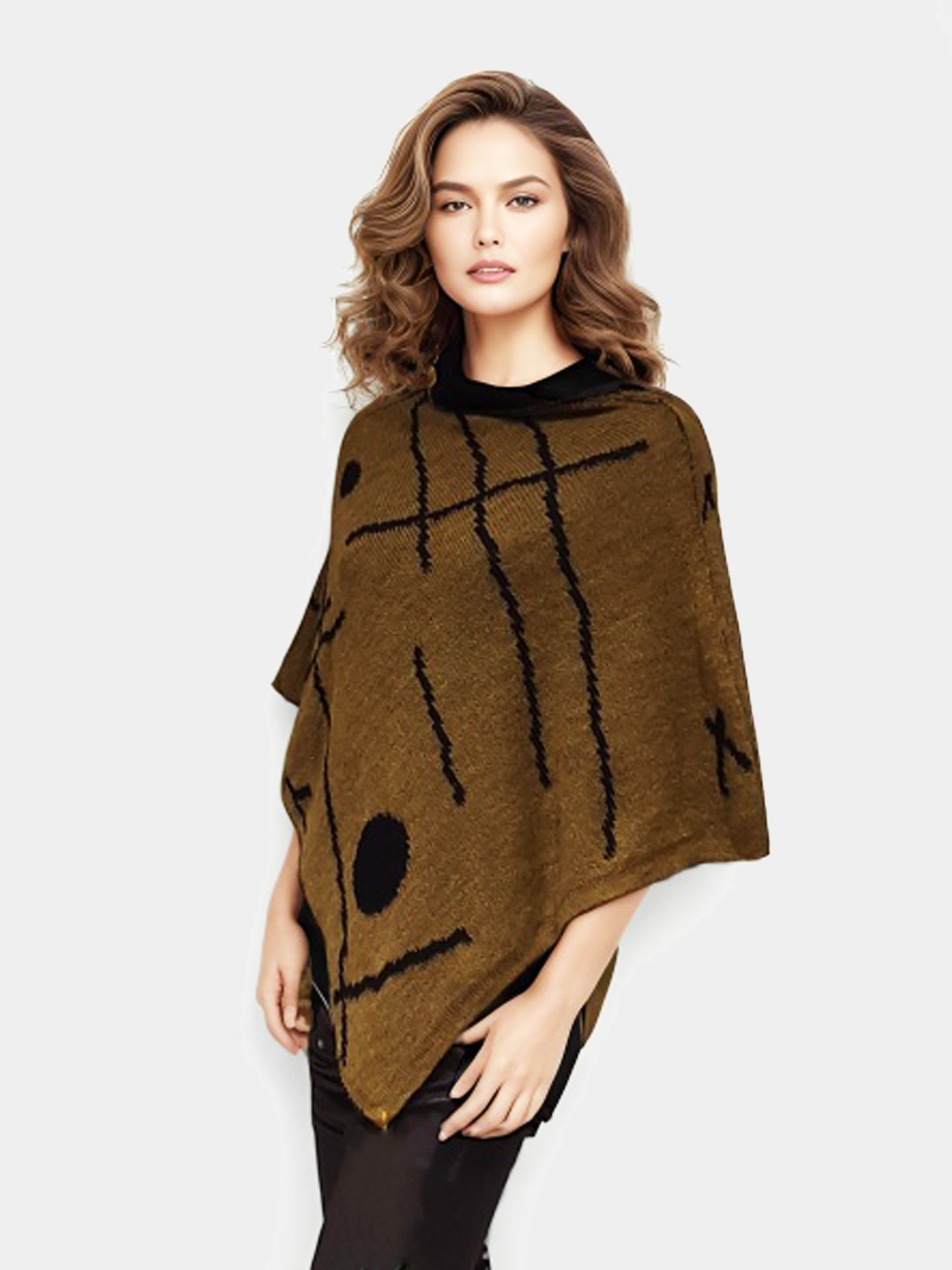 Alpaca Symmetrical and Reversible Poncho Olive Green