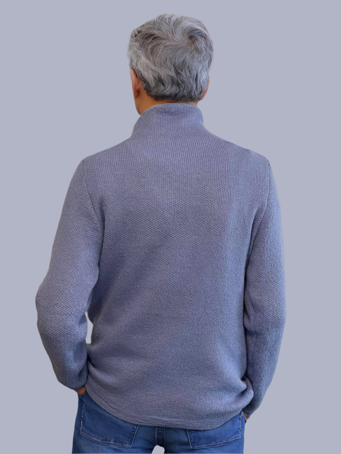 Alpaca Tall Neck Mohair Extra Soft Sweater Men, Sky Blue