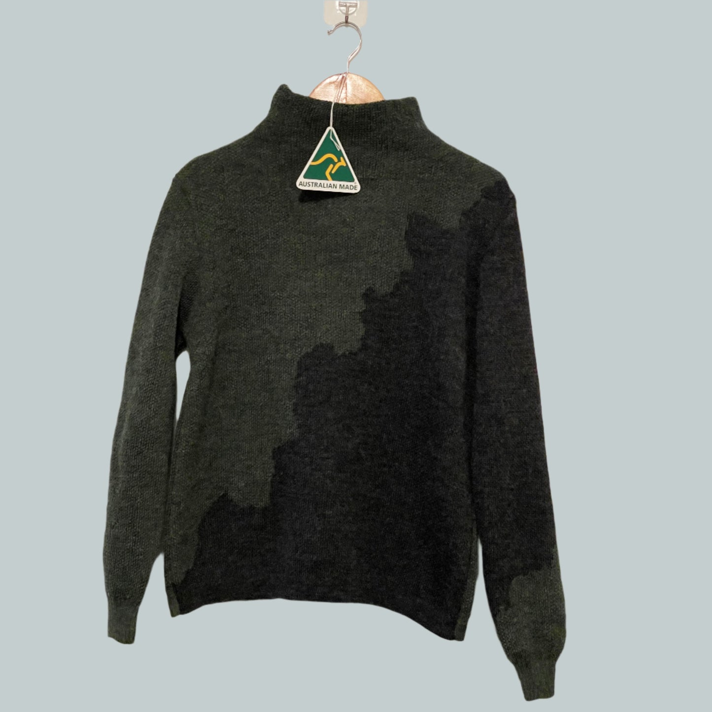 Alpaca High Neck Bi-color design Jacquard Green/Charcoal