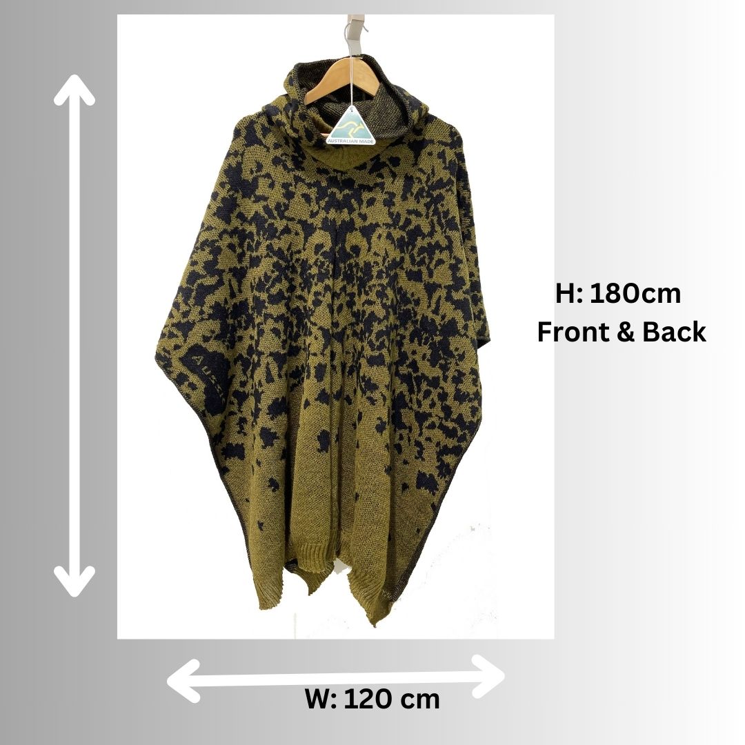 Australian Alpaca Thick Poncho Hooded, CAMO green