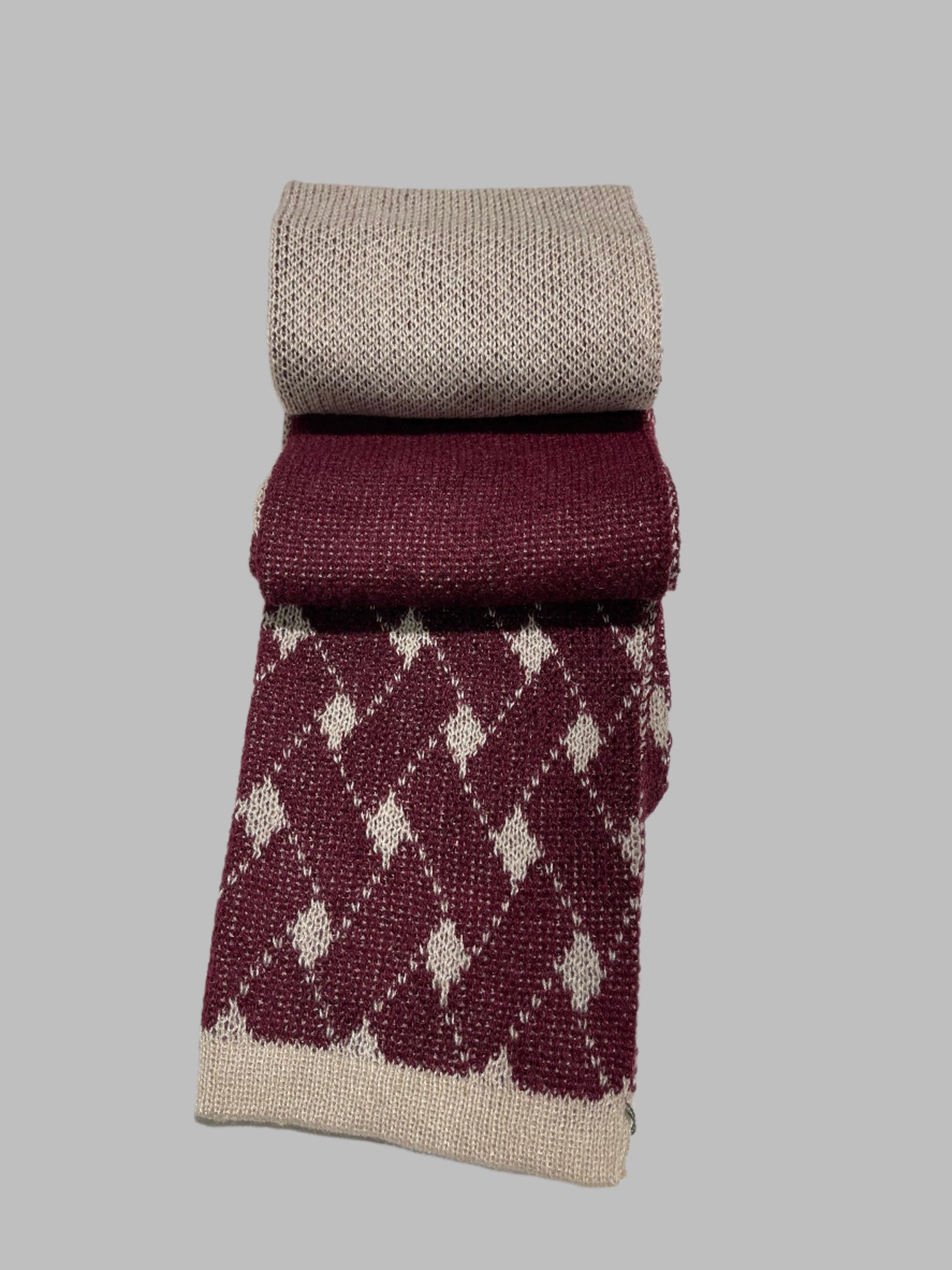 Alpaca Scarf Scotland Design Wine/Gray