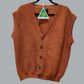 Alpaca Vest for Men Jacquard Pattern in Terracotta