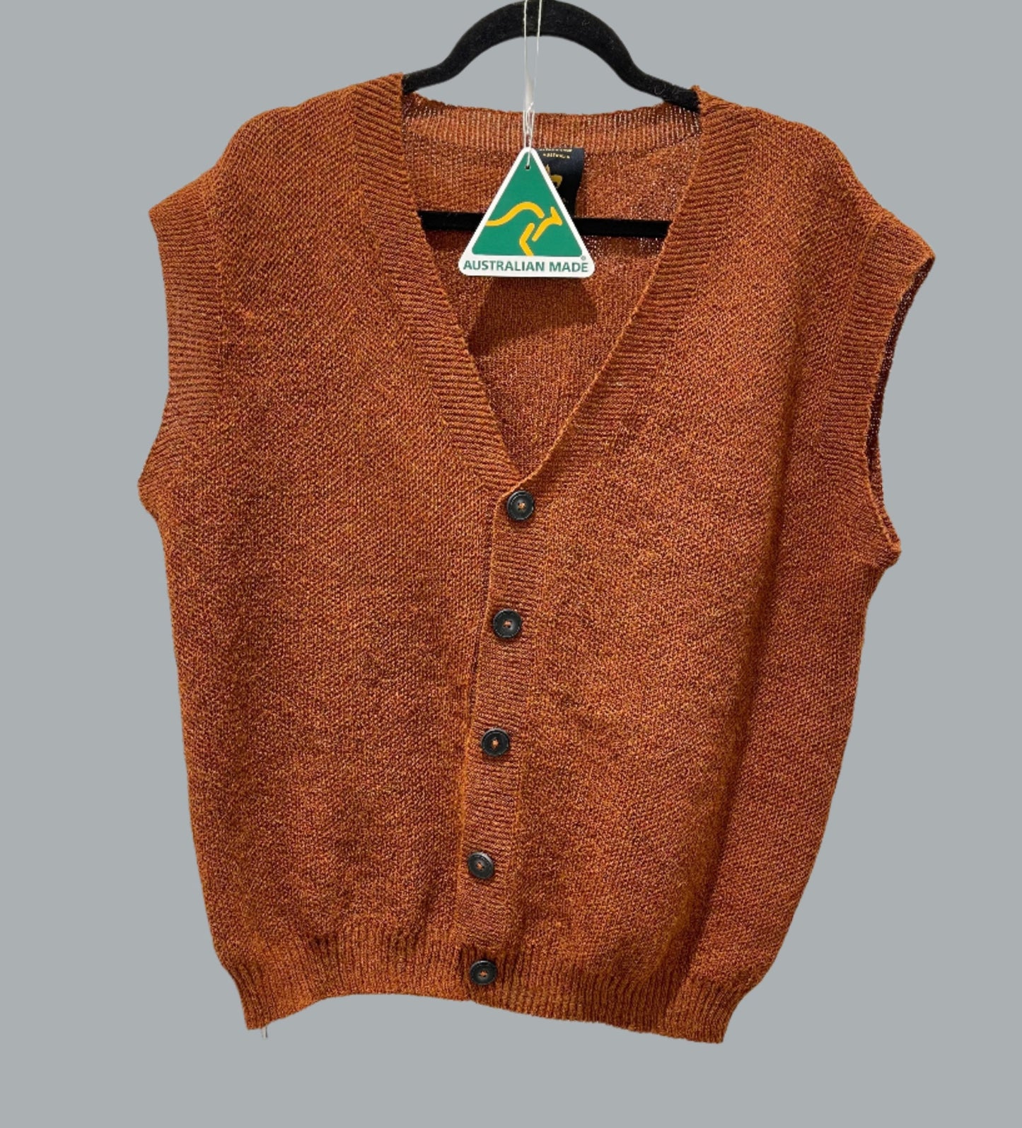 Alpaca Vest for Men Jacquard Pattern in Terracotta