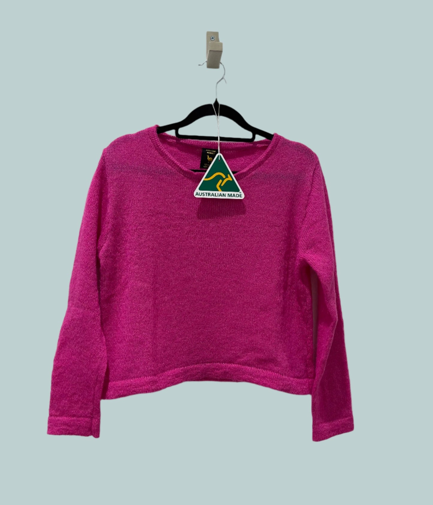 Alpaca Mohair Pullover Round Neckline Fuchsia