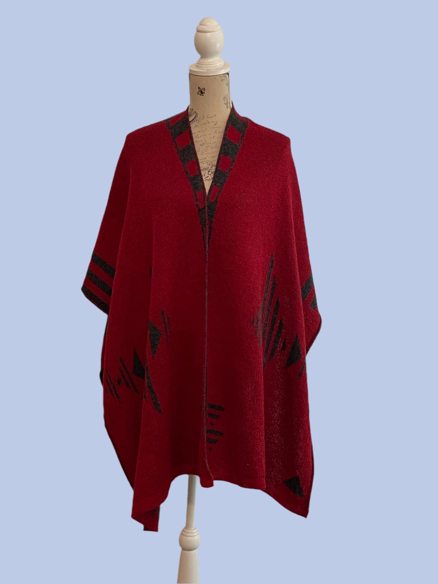 Alpaca Poncho Ruana Guiza Red