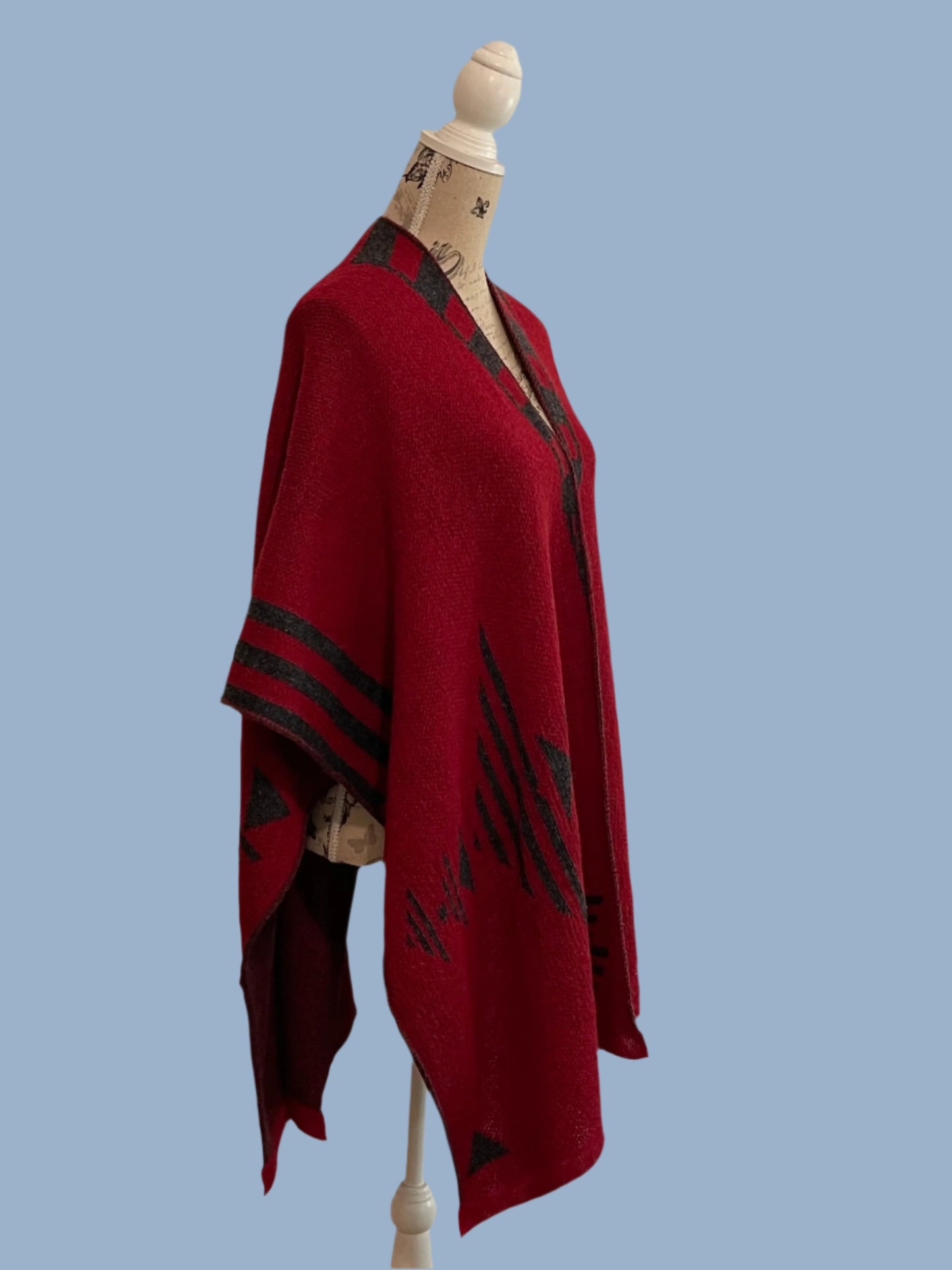 Alpaca Poncho Ruana Guiza Red