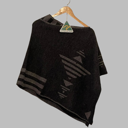 Alpaca Asymmetrical Poncho Charcoal