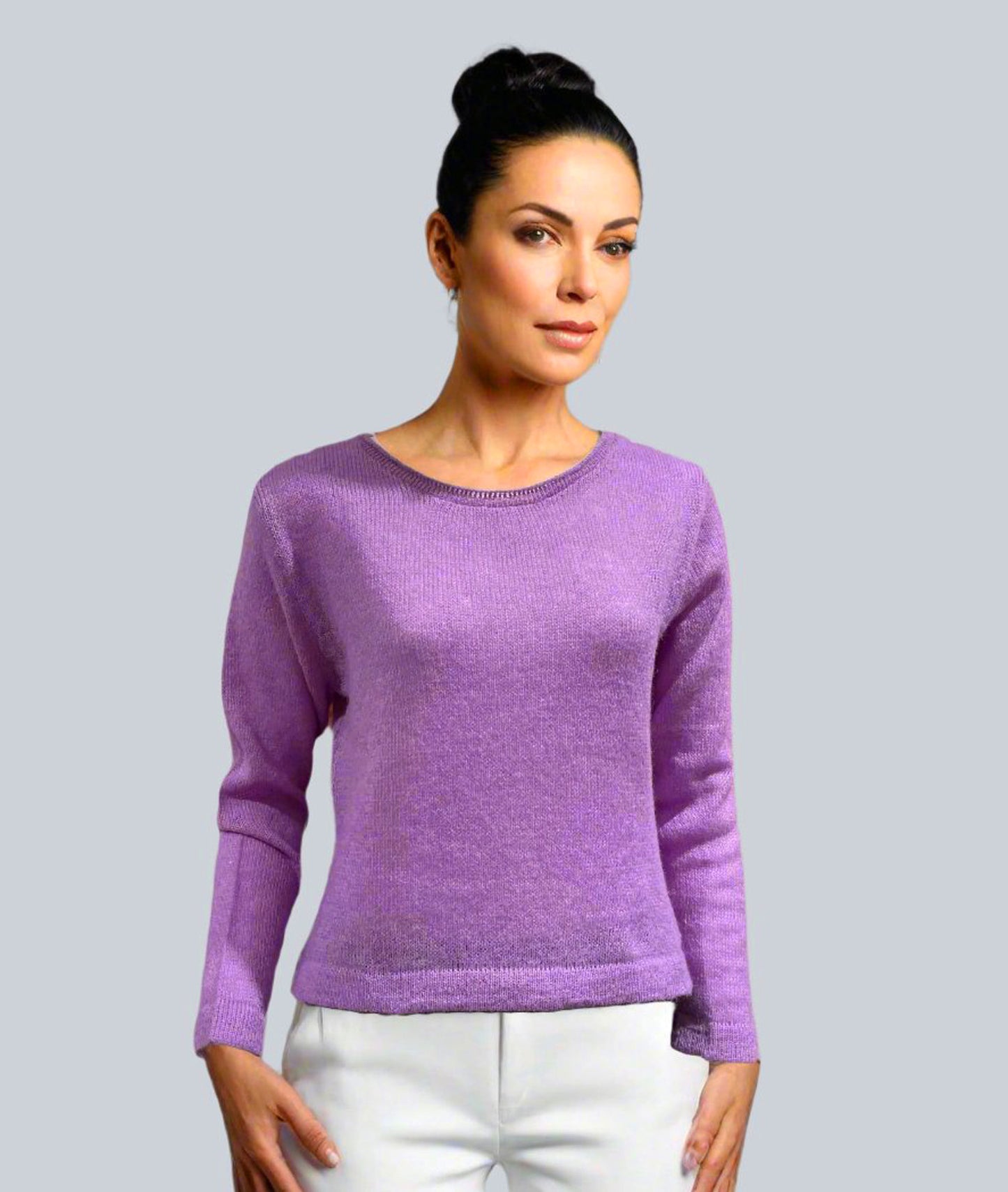 Baby Alpaca Pullover Round Neck Light Lilac