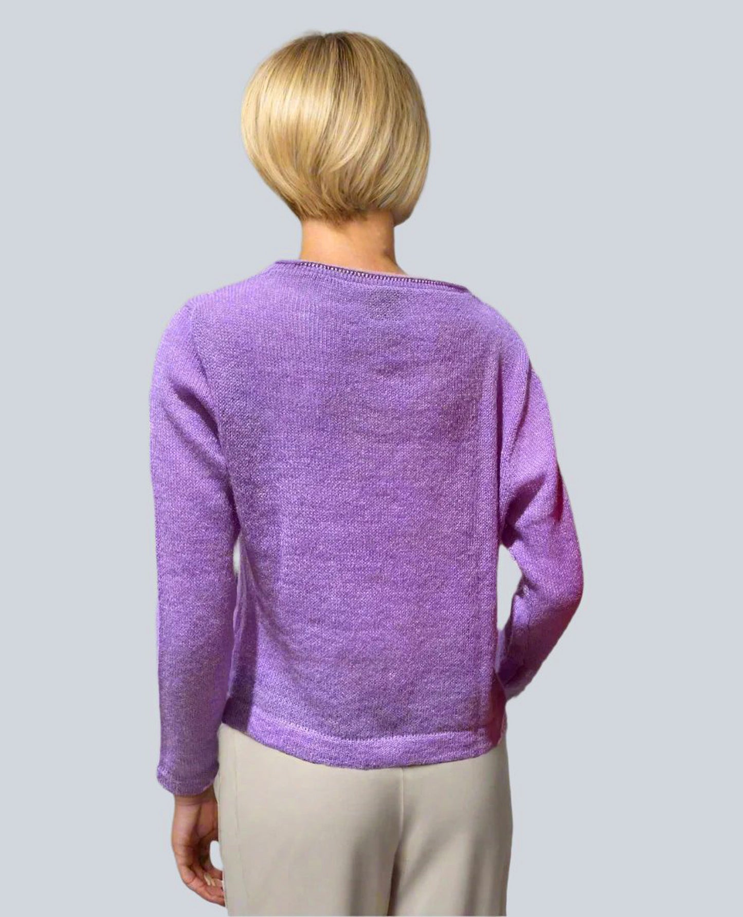 Baby Alpaca Pullover Round Neck Light Lilac